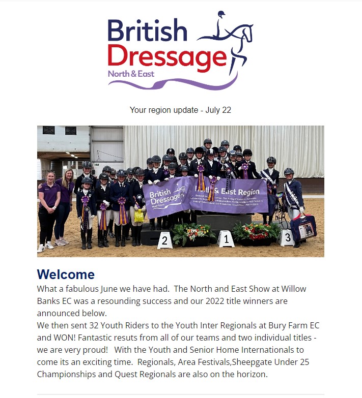 British Dressage North and East July 2022 Newsletter